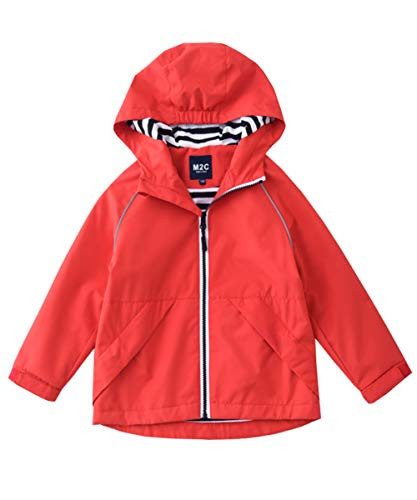 M2C Boys  and  Girls Hooded Cotton Lined Raincoat Waterproof Jackets 4T Red