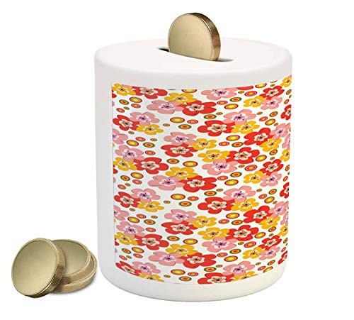 Ambesonne Floral Piggy Bank Image of Colorful Spring Flowers and Concentric Dots in Warm Tones Ceramic Coin Bank Money Box for Cash Saving 3.6 inch X 3.2 inch White Blush and Vermilion Ambesonne Floral Piggy Bank Image of Colorful Spring Flowers and Concentric Dots in Warm Tones Ceramic Coin Bank Money Box for Cash Saving 3.6 inch X 3.2 inch White Blush and Vermilion