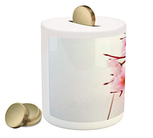 Ambesonne Floral Piggy Bank Cherry Blossom Petals Spring Season Florets in Soft Pastel Tones Art Print Printed Ceramic Coin Bank Money Box for Cash Saving Pale Pink White Ambesonne Floral Piggy Bank Cherry Blossom Petals Spring Season Florets in Soft Pastel Tones Art Print Printed Ceramic Coin Bank Money Box for Cash Saving Pale Pink White