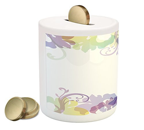 Ambesonne Floral Piggy Bank Classic Petals Pastel Toned Seasonal Florets Blooming Flowers Spring Print Printed Ceramic Coin Bank Money Box for Cash Saving Purple Pale Green Ambesonne Floral Piggy Bank Classic Petals Pastel Toned Seasonal Florets Blooming Flowers Spring Print Printed Ceramic Coin Bank Money Box for Cash Saving Purple Pale Green