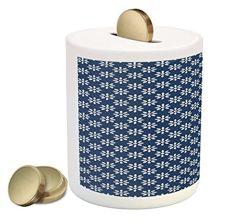 Ambesonne Indigo Piggy Bank Greek House Tile Inspired Image Spring Daisy Like Floral Details Printed Ceramic Coin Bank Money Box for Cash Saving Navy Blue and White Ambesonne Indigo Piggy Bank Greek House Tile Inspired Image Spring Daisy Like Floral Details Printed Ceramic Coin Bank Money Box for Cash Saving Navy Blue and White