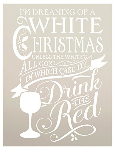 White Christmas Stencil by StudioR12 | Christmas and Wine themed Word Art - Reusable Mylar Template | Painting, Chalk, Mixed Media | Use for Crafting, DIY Home Decor -CHOOSE SIZE (8.5" x 11")