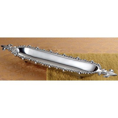 KINDWER Fleur-De-Lis Olive and Cracker Tray, Silver