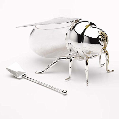 Beautiful Silver Plated Bee Honey Jar with little paddle, Novelty Bee Honey Pot
