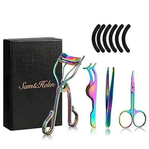 Eyelash Curler Kit Eyelash Applicator Tool 4 in 1 Beauty Eye Lash Curlers with Tweezers  Scissors  Eyebrow tweezers and 6 Replacement Silicone Refill Pads  Eyelash Curler for Women