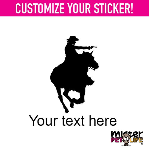 Mister Petlife Personalized Cowgirl Mounted Shooter Sticker Vinyl Chose Color Custom Made Equestrian Female Girl Shooting v2 Black