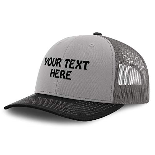 Richardson Mesh Trucker Hat Custom Personalized Text Polyester Baseball Cap Snapback Silver Black