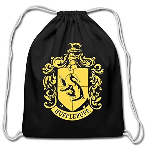 Harry Potter Hufflepuff Coat of Arms Cotton Drawstring Bag  black