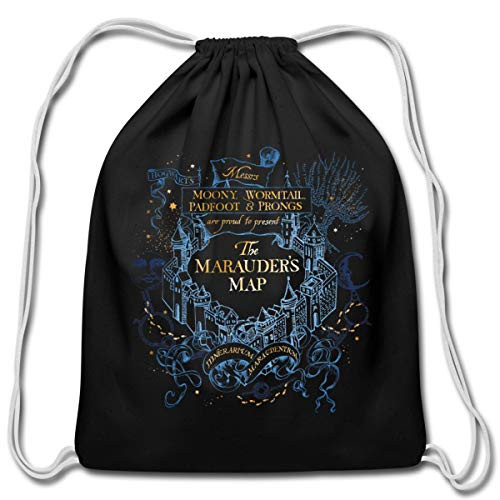 Harry Potter The Marauder s Map Cotton Drawstring Bag  black