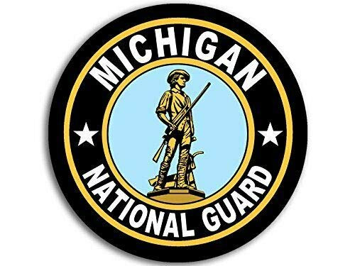 Magnet 4x4 inch Round Michigan National Guard Seal Sticker -Logo Insignia Army- Magnetic Magnet Vinyl Sticker
