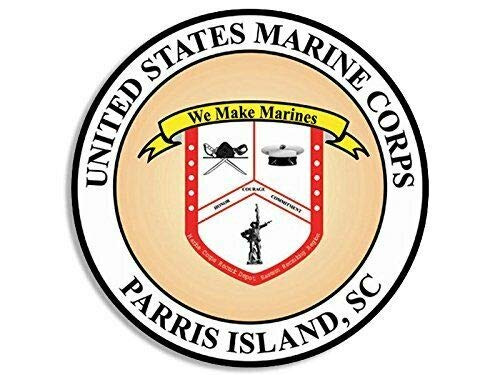 Magnet 4x4 inch Round Parris Island SC Seal Sticker -USMC Marines Base- Magnetic Magnet Vinyl Sticker