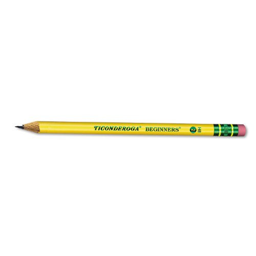 Dixon - Ticonderoga - Beginners Wood Pencil w Eraser  HB  2  Yellow Barrel - 12 Pencils
