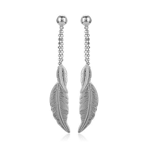 Vanbelle Rhodium Plated 925 Sterling Silver Dangling Multi-Feather Drop Earrings for Women and Girls Vanbelle Rhodium Plated 925 Sterling Silver Dangling Multi-Feather Drop Earrings for Women and Girls