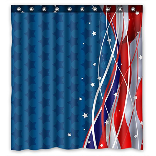 FMSHPON Patriotic Background Stars and Stripes Waterproof Polyester Fabric Shower Curtain 66 x 72 Inches FMSHPON Patriotic Background Stars and Stripes Waterproof Polyester Fabric Shower Curtain 66 x 72 Inches