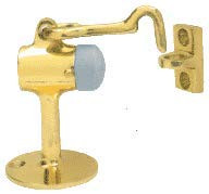 CRL Polished Brass Finish Floor Mounted Heavy Duty Door Stop with Hook and Holder