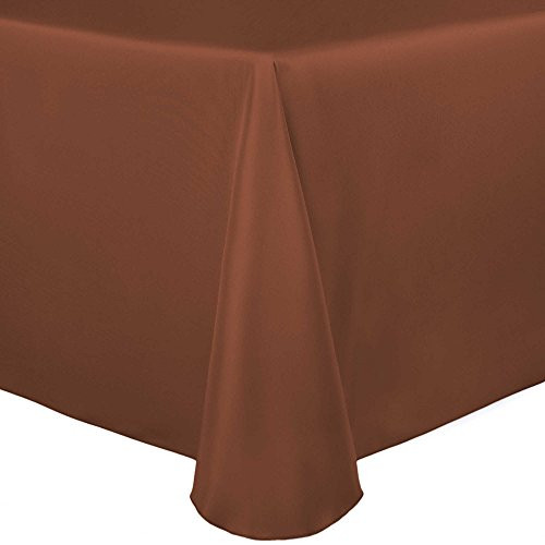 Ultimate Textile Bridal Satin 60 x 84-Inch Oval Tablecloth Copper Brown