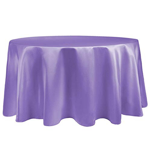Ultimate Textile Bridal Satin 84-Inch Round Tablecloth Violet Purple