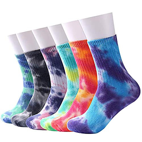 Echolife 6 Pairs Casual Tie-dye Soft Cotton Crew Socks Cushion Novelty Funny Athletic Socks -6 pcs- Echolife 6 Pairs Casual Tie-dye Soft Cotton Crew Socks Cushion Novelty Funny Athletic Socks -6 pcs-
