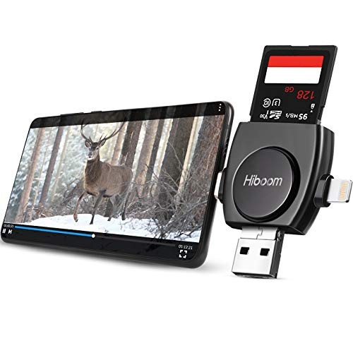 Trail Camera Viewer Compatible with iPhone iPad Mac Android  4 in 1 SD and Micro Card Reader to View Photos from Wildlife Hunting Game Camera on Smartphone for Hunter with iOS  Android Devices
