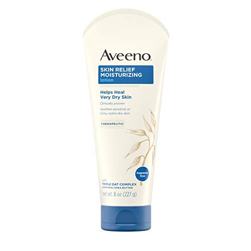 Aveeno Skin Relief 24-Hour Moisturizing Lotion for Sensitive Skin with Natural Shea Butter and Triple Oat Complex Unscented Therapeutic Lotion for Extra Dry Itchy Skin 8 fl. oz -Pack of 2- Aveeno Skin Relief 24-Hour Moisturizing Lotion for Sensitive Skin with Natural Shea Butter and Triple Oat Complex Unscented Therapeutic Lotion for Extra Dry Itchy Skin 8 fl. oz -Pack of 2-