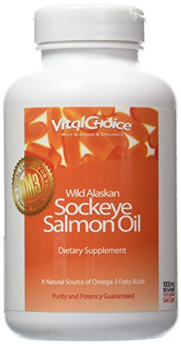 Vital Choice Wild Alaskan Sockeye Salmon Oil, Omega-3, 1000mg, 180 Count