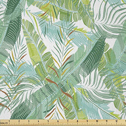 Ambesonne Exotic Fabric by The Yard  Summer Botany Themed Repeating Tropical Foliage Jungle Leaves Pattern  Microfiber Fabric for Arts and Crafts Textiles  and  Decor  1 Yard  Multicolor