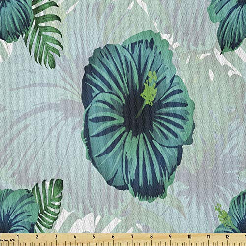 Ambesonne Tropical Fabric by The Yard Hawaiian Exotic Jungle Hibiscus Flower Microfiber Fabric for Arts and Crafts Textiles and Decor Seafoam Teal Ambesonne Tropical Fabric by The Yard Hawaiian Exotic Jungle Hibiscus Flower Microfiber Fabric for Arts and Crafts Textiles and Decor Seafoam Teal