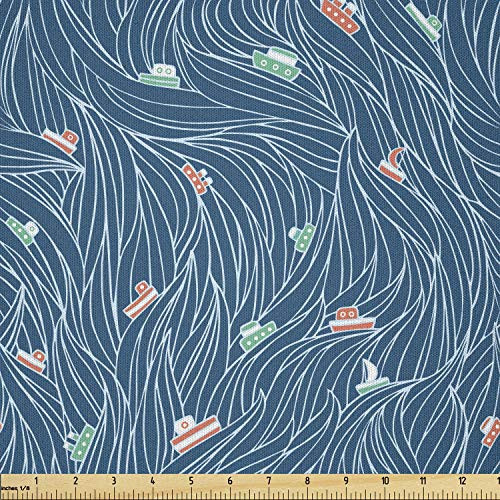 Ambesonne Nautical Fabric by The Yard Waves Ships Cartoon Nautical Sailboat Vacations Travel Pattern Microfiber Fabric for Arts and Crafts Textiles and Decor Petrol Blue Jade Green Ambesonne Nautical Fabric by The Yard Waves Ships Cartoon Nautical Sailboat Vacations Travel Pattern Microfiber Fabric for Arts and Crafts Textiles and Decor Petrol Blue Jade Green