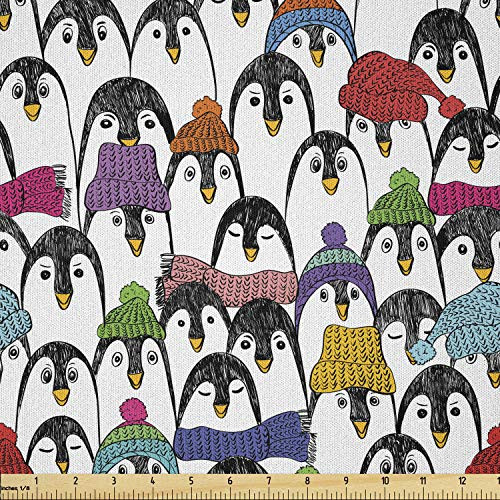 Ambesonne Sea Animals Fabric by The Yard Pattern with Penguins in Colorful Hats and Scarfs Cold Winter Fun Art Microfiber Fabric for Arts and Crafts Textiles and Decor Multicolor Ambesonne Sea Animals Fabric by The Yard Pattern with Penguins in Colorful Hats and Scarfs Cold Winter Fun Art Microfiber Fabric for Arts and Crafts Textiles and Decor Multicolor