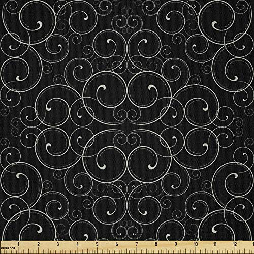 Ambesonne Abstract Fabric by The Yard  Monochrome Romantic Curvy Lines Rhythmic Contemporary Illustration  Microfiber Fabric for Arts and Crafts Textiles  and  Decor  1 Yard  Charcoal Grey and White