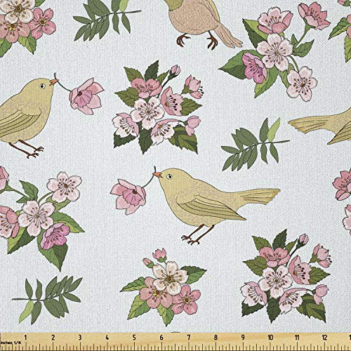 Ambesonne Floral Fabric by The Yard Birds and Flowers on a Pale Blue Background Microfiber Fabric for Arts and Crafts Textiles and Decor 1 Yard Multicolor Ambesonne Floral Fabric by The Yard Birds and Flowers on a Pale Blue Background Microfiber Fabric for Arts and Crafts Textiles and Decor 1 Yard Multicolor