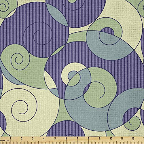 Ambesonne Abstract Fabric by The Yard  Vintage Spirals Intertwined Abstract Geometry Illustration  Microfiber Fabric for Arts and Crafts Textiles  and  Decor  1 Yard  Indigo Green