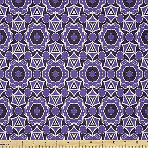 Ambesonne Traditional Fabric by The Yard Mosaic Moroccan Floral Pattern Classic Native Art Microfiber Fabric for Arts and Crafts Textiles and Decor 1 Yard Violet Dark Purple and White Ambesonne Traditional Fabric by The Yard Mosaic Moroccan Floral Pattern Classic Native Art Microfiber Fabric for Arts and Crafts Textiles and Decor 1 Yard Violet Dark Purple and White