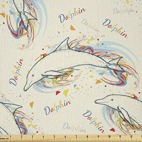 Ambesonne Sea Animals Fabric by The Yard Sketch of Dolphins with Colorful Butterfly Ornamentals Ocean Life Illustration Microfiber Fabric for Arts and Crafts Textiles and Decor 1 Yard Multicolor Ambesonne Sea Animals Fabric by The Yard Sketch of Dolphins with Colorful Butterfly Ornamentals Ocean Life Illustration Microfiber Fabric for Arts and Crafts Textiles and Decor 1 Yard Multicolor