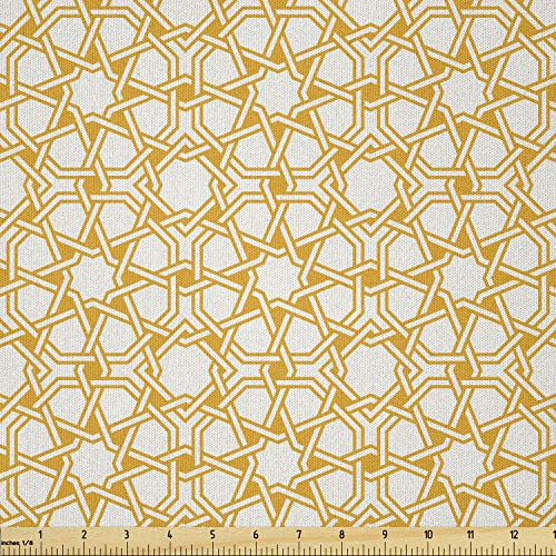 Ambesonne Geometry Fabric by The Yard  Traditional Geometry Pattern with Moroccan Effects Artwork Print  Microfiber Fabric for Arts and Crafts Textiles  and  Decor  1 Yard  Earth Yellow