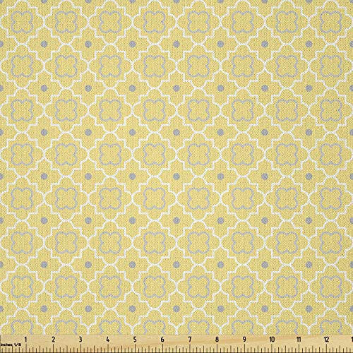 Ambesonne Quatrefoil Fabric by The Yard Traditional Abstract Pattern with Moroccan Middle Eastern Effects Microfiber Fabric for Arts and Crafts Textiles and Decor 1 Yard Pale Yellow Ambesonne Quatrefoil Fabric by The Yard Traditional Abstract Pattern with Moroccan Middle Eastern Effects Microfiber Fabric for Arts and Crafts Textiles and Decor 1 Yard Pale Yellow