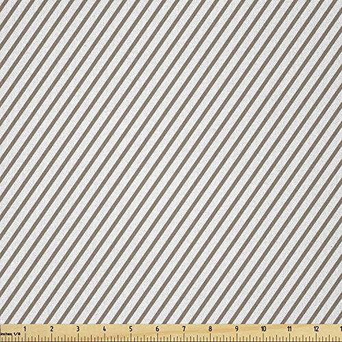 Ambesonne Retro Fabric by The Yard  Diagonally Narrow Stripes Geometrical Classical Inspired Lines Pattern Simple Print  Microfiber Fabric for Arts and Crafts Textiles  and  Decor  Cocoa White