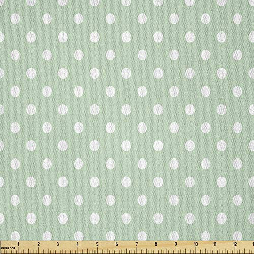 Ambesonne Mint Fabric by The Yard  Classical Old Fashioned Polka Dots Pattern on Pale Green Fresh Background  Microfiber Fabric for Arts and Crafts Textiles  and  Decor  1 Yard  Mint Green and White