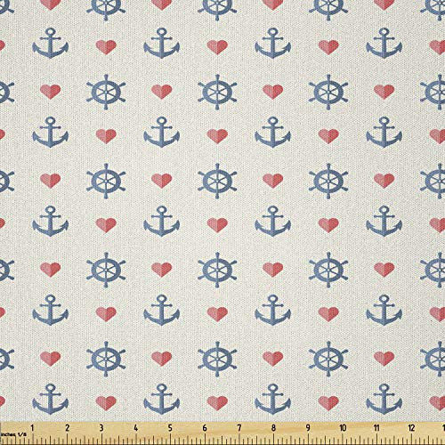 Ambesonne Anchor Fabric by The Yard Maritime Pattern with Sea and Little Red Hearts Romance Love Ocean Microfiber Fabric for Arts and Crafts Textiles and Decor 1 Yard Blue Red White Ambesonne Anchor Fabric by The Yard Maritime Pattern with Sea and Little Red Hearts Romance Love Ocean Microfiber Fabric for Arts and Crafts Textiles and Decor 1 Yard Blue Red White