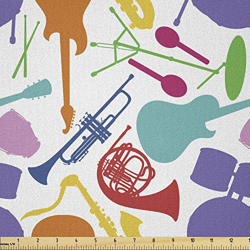 Ambesonne Music Fabric by The Yard Colorful Instruments Bass Guitar Rock Microphone Trumpet Saxophone Jazz Party Theme Microfiber Fabric for Arts and Crafts Textiles and Decor 1 Yard Multicolor Ambesonne Music Fabric by The Yard Colorful Instruments Bass Guitar Rock Microphone Trumpet Saxophone Jazz Party Theme Microfiber Fabric for Arts and Crafts Textiles and Decor 1 Yard Multicolor