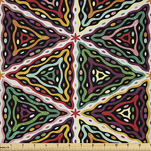 Ambesonne African Fabric by The Yard  Grunge Triangle Design Colorful Geometric Mosaic Traditional Batik Pattern Retro  Microfiber Fabric for Arts and Crafts Textiles  and  Decor  Multicolor
