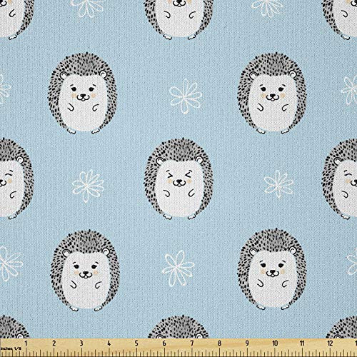 Ambesonne Hedgehog Fabric by The Yard  Watercolor Artwork Smiling Happy Characters with White Daisies on Blue  Microfiber Fabric for Arts and Crafts Textiles  and  Decor  1 Yard  Blue Grey Ambesonne Hedgehog Fabric by The Yard  Watercolor Artwork Smiling Happy Characters with White Daisies on Blue  Microfiber Fabric for Arts and Crafts Textiles  and  Decor  1 Yard  Blue Grey