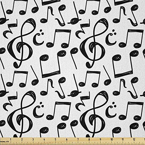 Ambesonne Music Fabric by The Yard Sketchy Musical Notes and Melody Entertainment Fine Arts Theme Pattern Microfiber Fabric for Arts and Crafts Textiles and Decor Black and White Ambesonne Music Fabric by The Yard Sketchy Musical Notes and Melody Entertainment Fine Arts Theme Pattern Microfiber Fabric for Arts and Crafts Textiles and Decor Black and White