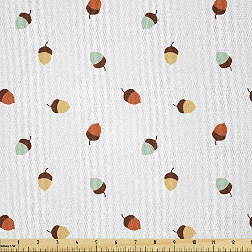 Ambesonne Acorn Fabric by The Yard  Cartoon Acorn Pattern Colorful Autumn Season Abstract Ornamental Woodland Elements  Microfiber Fabric for Arts and Crafts Textiles  and  Decor  1 Yard  Multicolor