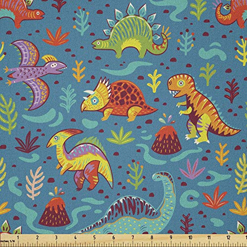 Ambesonne Dinosaur Party Fabric by The Yard Pattern in Cartoon Style Prehistoric Period Illustration Plants and Volcanos Microfiber Fabric for Arts and Crafts Textiles and Decor 1 Yard Multicolor Ambesonne Dinosaur Party Fabric by The Yard Pattern in Cartoon Style Prehistoric Period Illustration Plants and Volcanos Microfiber Fabric for Arts and Crafts Textiles and Decor 1 Yard Multicolor