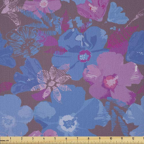 Ambesonne Garden Art Fabric by The Yard  Abstract Hand-Drawn Painting Style Flowers Botanical and Exotic Summer Nature  Microfiber Fabric for Arts and Crafts Textiles  and  Decor  Multicolor