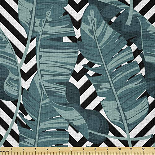 Ambesonne Tropical Fabric by The Yard  Rainforest Foliage with Banana Leaves Jungle Items  Microfiber Fabric for Arts and Crafts Textiles  and  Decor  1 Yard  Teal Grey Ambesonne Tropical Fabric by The Yard  Rainforest Foliage with Banana Leaves Jungle Items  Microfiber Fabric for Arts and Crafts Textiles  and  Decor  1 Yard  Teal Grey