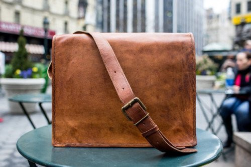Leather Full Flap Genuine Men's Auth Real Leather Messenger Laptop Briefcase Satchel Mens Bag (11 X 15)