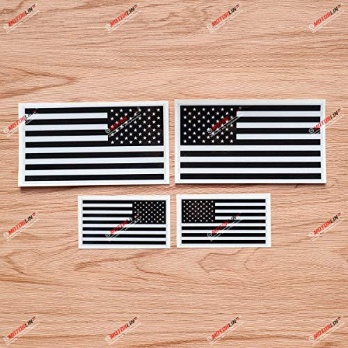 American USA Flag Vinyl Decal Sticker Black White - Mirror Image Reversed - 2 Pairs Reflective  3 Inches  5 Inches - for Car Boat Laptop Cup Phone American USA Flag Vinyl Decal Sticker Black White - Mirror Image Reversed - 2 Pairs Reflective  3 Inches  5 Inches - for Car Boat Laptop Cup Phone