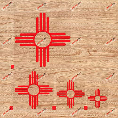 New Mexico State Flag NM Ancient Zia Sun Vinyl Decal Sticker - 4 Pack Red  2 Inches  3 Inches  4 Inches  6 Inches - No Background for Car Boat Laptop Cup Phone